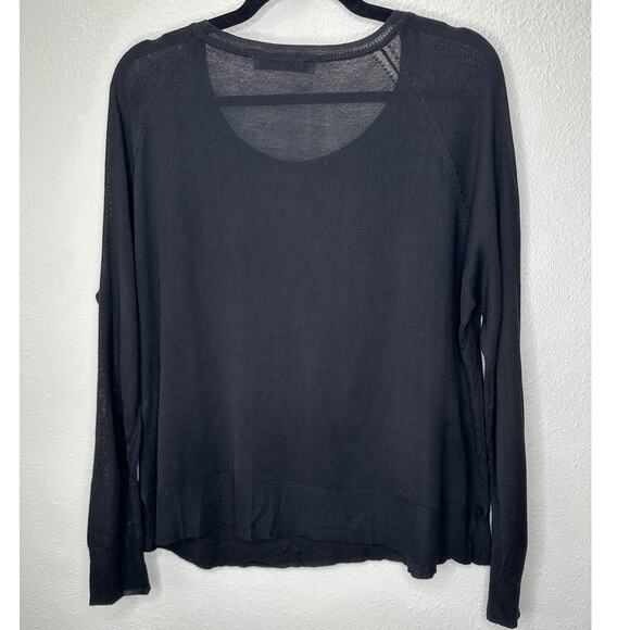 Zara Black Round Neck Long Sleeve Lightweight Thin Sweater Jumper L - Picture 9 of 11